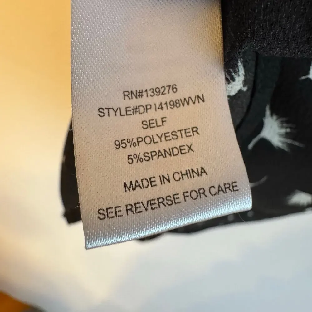 Daniel Rain Semi Sheer Blouse Quarter Sleeve V Neck Office Career Small Black - Picture 12 of 12